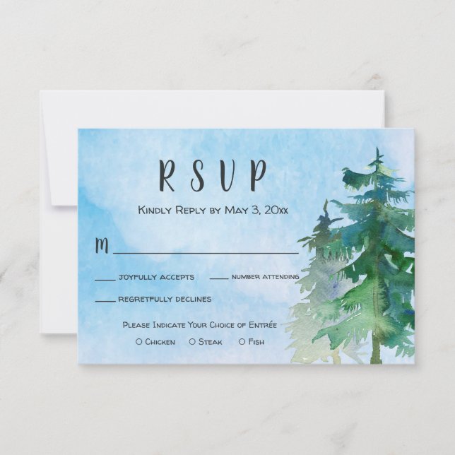 Mountain Wedding RSVP Card mit Abendessen Karte (Vorderseite)