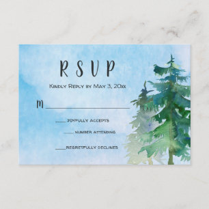 Mountain Wedding RSVP Card mit Anzahl Teilnehmer