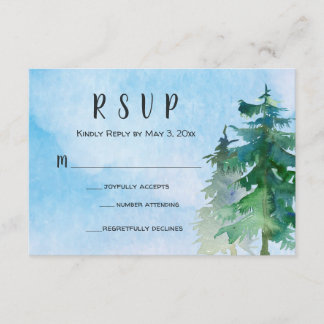 Mountain Wedding RSVP Card mit Anzahl Teilnehmer Karte