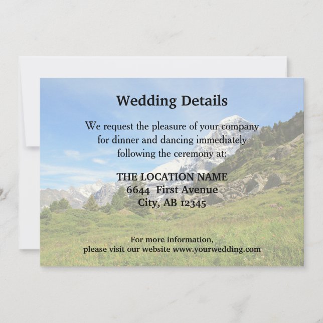 Mountain Wedding Swiss Eiger Informationen Einladung (Vorderseite)