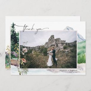 Mountain Wildblume Boho   Hochzeitsszenario Foto V Dankeskarte