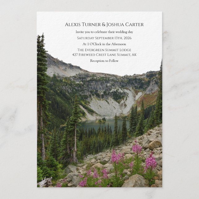 Mountain Wildflower Wedding Invitation Einladung (Vorderseite)