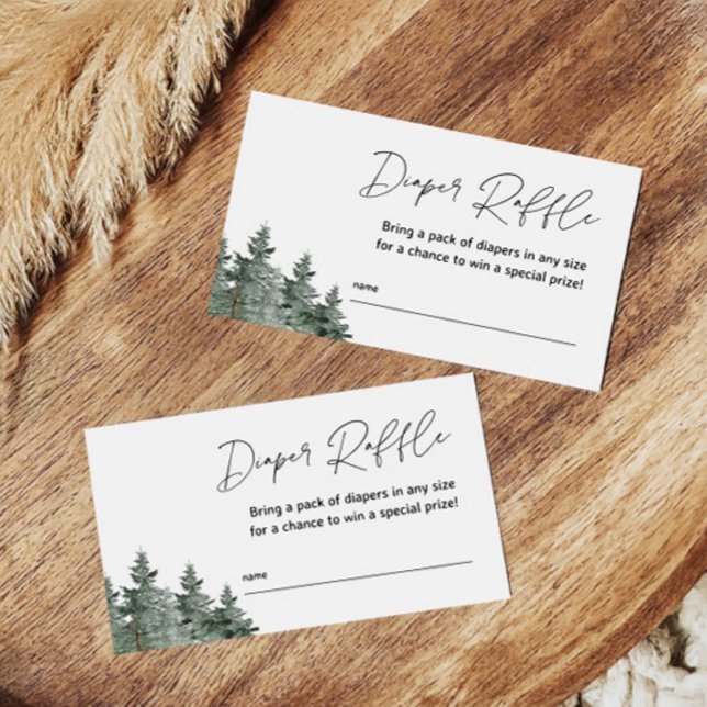 Mountain Winter Baby Dusche Windeln Raffle Cards Begleitkarte (Von Creator hochgeladen)