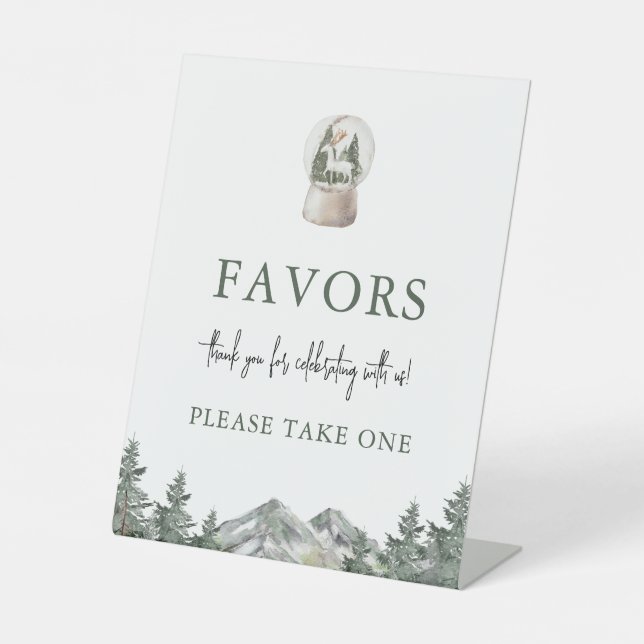 Mountain Winter Onederland Geburtstag Gunst-Zeiche Sockelschild (Vorderseite)