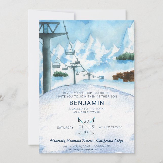 Mountain Winter Skiing Bar Mitzvah (Vorderseite)