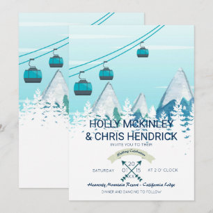 Mountain Winter Skiing Hochzeit Einladung