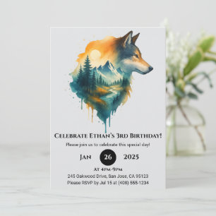 Mountain Wolf Birthday Einladung