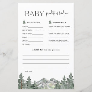 Mountain Woodland Baby Predictions and Advice Card