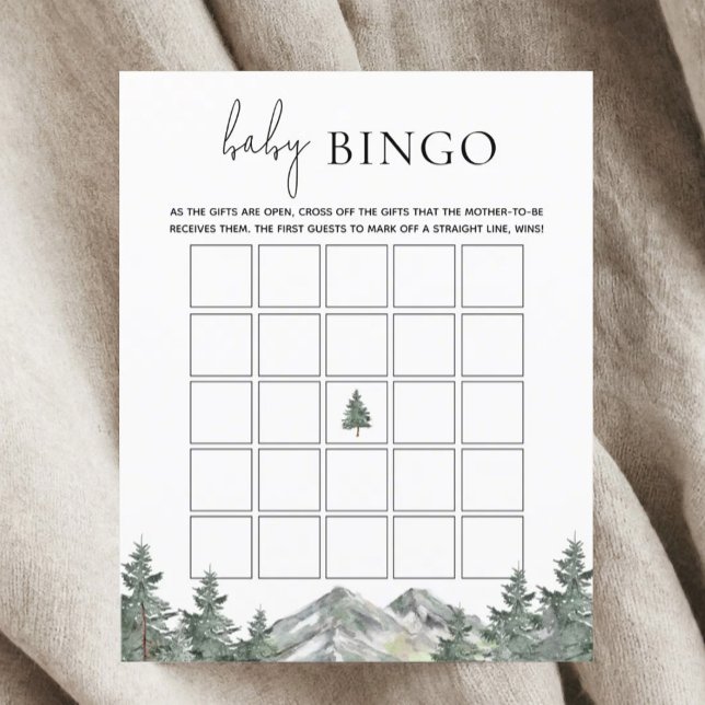 Mountain Woodland Baby Shower Baby Bingo Game Card (Von Creator hochgeladen)