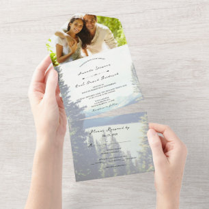 ©Mountain Woodland Forest Lakeside Wedding All In One Einladung