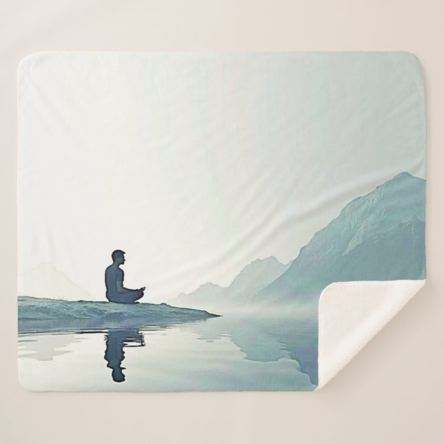 Mountain Zen Friedlich Meditation Design Sherpadecke (Vorderseite (Horizontal))