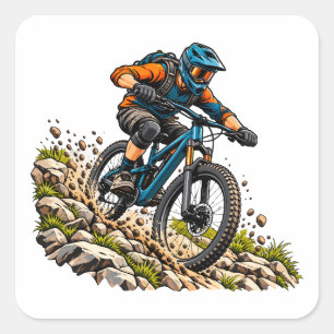 Mountainbike-Abenteuer für MTB-Fahrer Quadratischer Aufkleber