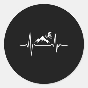 Mountainbike-Abenteuer-Reiter-Ekg-Puls Runder Aufkleber