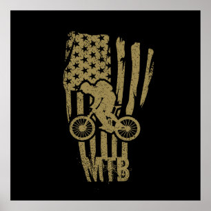 Mountainbike Amerikanische Flagge Mtb Patriotisch Poster