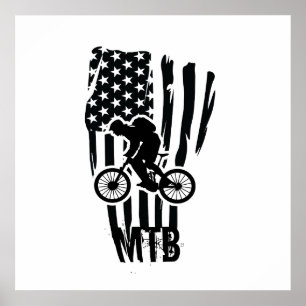 Mountainbike Amerikanische Flagge Mtb Patriotisch Poster