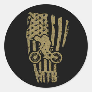 Mountainbike Amerikanische Flagge Mtb Patriotisch Runder Aufkleber