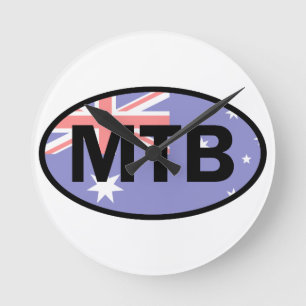 Mountainbike Australische Flagge Runde Wanduhr