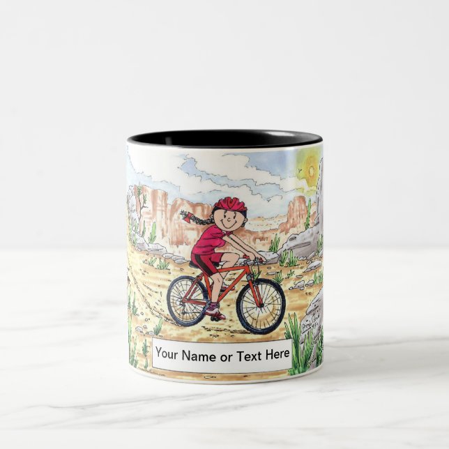 Mountainbike - Cartoon Zweifarbige Tasse (Mittel)