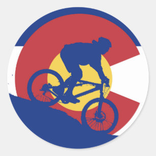 Mountainbike Colorado Flag Runder Aufkleber