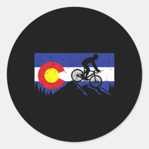 Mountainbike Colorados Radfahren Vintage-Flagge - Runder Aufkleber