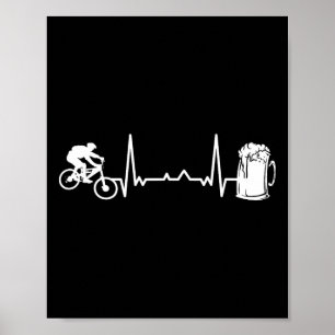 Mountainbike Downhill - Herzschlag Ekg Fahrrad Bik Poster