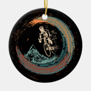 Mountainbike Downhill MTB Vintag Mountainbike Keramik Ornament