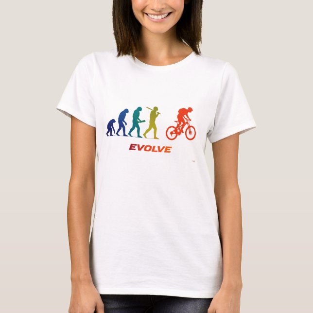 Mountainbike-Evolutions-Silhouette MTB-Design T-Shirt (Vorderseite)