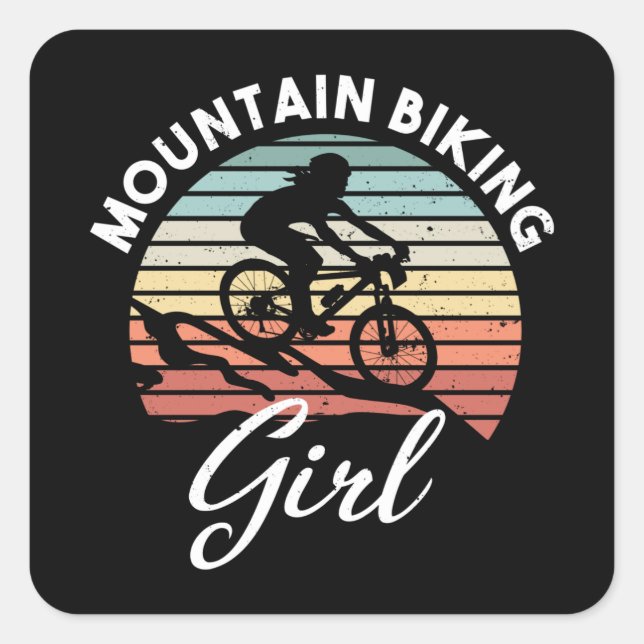 Mountainbike Girl MTB Geschenk für Frauen Quadratischer Aufkleber (Vorderseite)