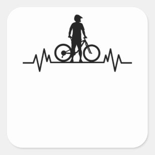 Mountainbike Herzschlag Mountainbike Fahrradverlei Quadratischer Aufkleber