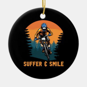 Mountainbike leidet und lächelt keramik ornament