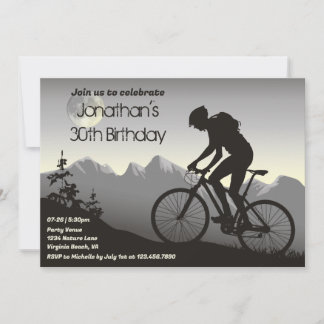 Mountainbike mit Vollmond Biking Geburtstag Einladung