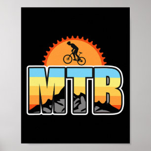 Mountainbike MTB Berg Sonnenuntergang Kurbel Herre Poster