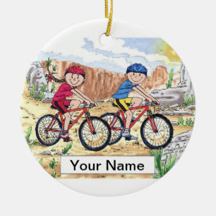 Mountainbike-Paar Keramik Ornament