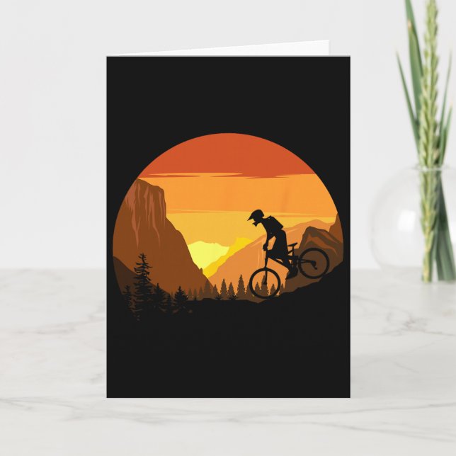 Mountainbike Retro-Sonnenuntergang-Trail-Reiter  Karte (Vorderseite)