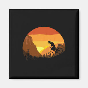 Mountainbike Retro-Sonnenuntergang-Trail-Rider Magnet