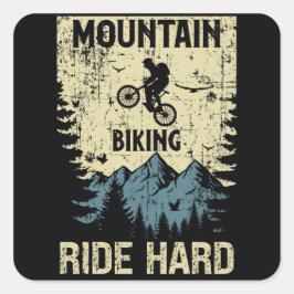 Mountainbike-Retrostil-Zitat motivierend Quadratischer Aufkleber