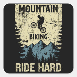 Mountainbike-Retrostil-Zitat motivierend Quadratischer Aufkleber