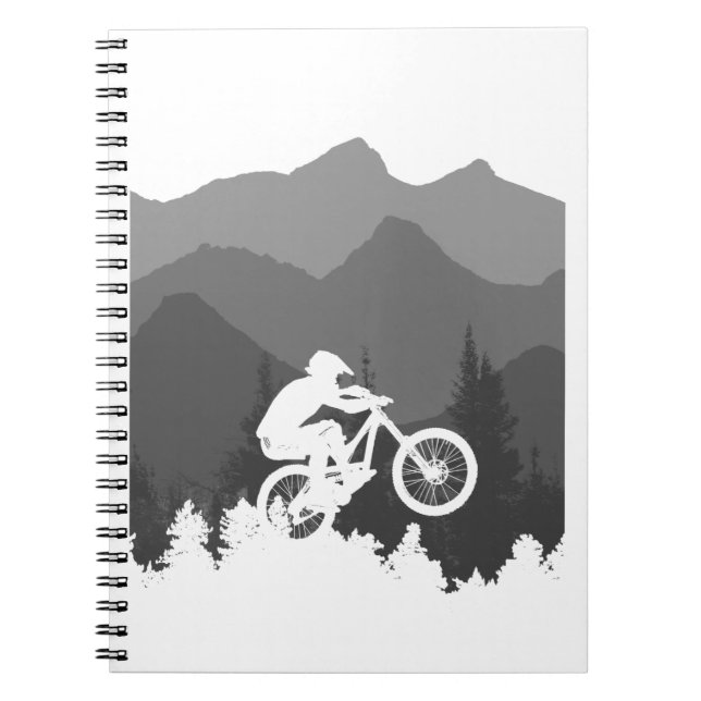 Mountainbike-Silhouette für den MTB-Fanatiker Notizblock (Vorderseite)