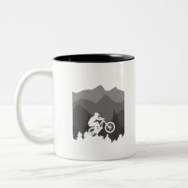 Mountainbike-Silhouette für den MTB-Fanatiker Zweifarbige Tasse