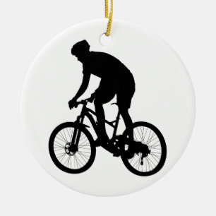 Mountainbike-Silhouette - Hintergrundfarbe auswäh Keramik Ornament