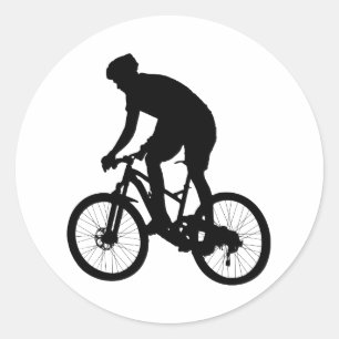Mountainbike-Silhouette - Hintergrundfarbe auswäh Runder Aufkleber