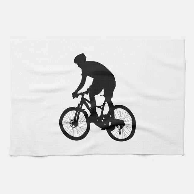 Mountainbike-Silhouette - Hintergrundfarbe auswähl Geschirrtuch (Horizontal)