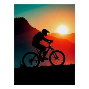 Mountainbike-Sonnenuntergang – Herausforderung & A Poster