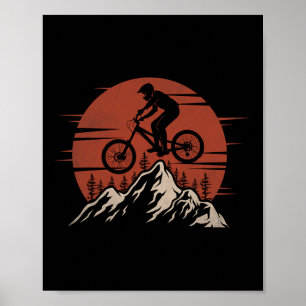 Mountainbike-Sonnenuntergang-Sprung-Trail-Reiter-E Poster