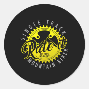 Mountainbike-T-Shirt Single Track Mtb Biker Gesche Runder Aufkleber