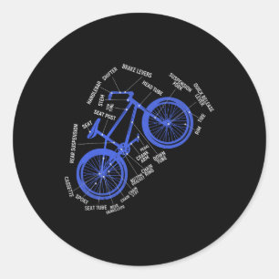 Mountainbike-Teile Diagramm Technischer Radfahrer Runder Aufkleber