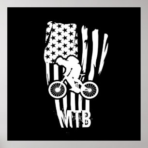 Mountainbike uns amerikanische Flagge Poster