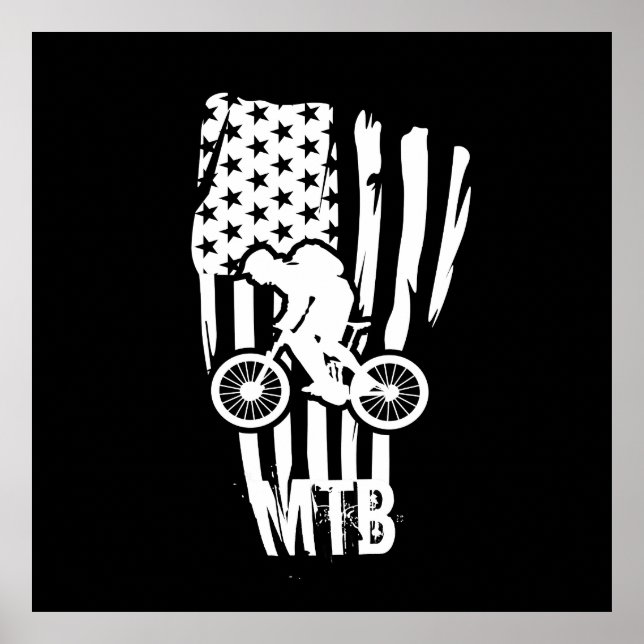 Mountainbike uns amerikanische Flagge Poster (Vorne)