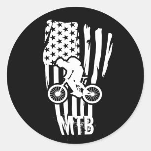 Mountainbike uns amerikanische Flagge Runder Aufkleber