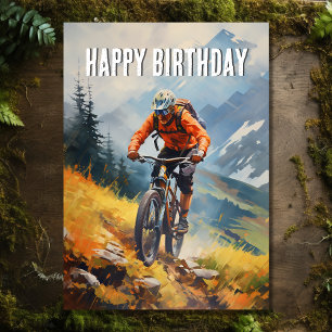 Mountainbike Wasserfarbenfroh zum Geburtstag Karte